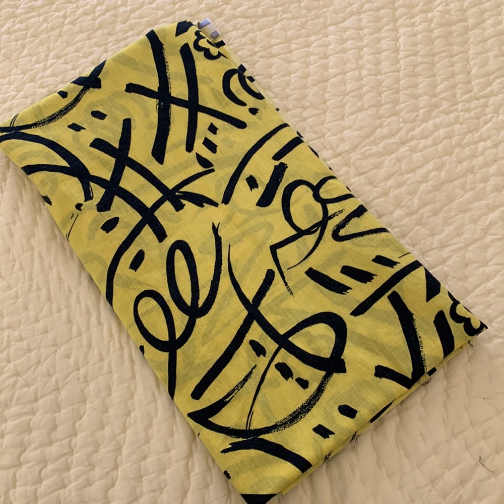 Vtg Unused fabric 80s 84"x57" yellow black by Tandem Textiles